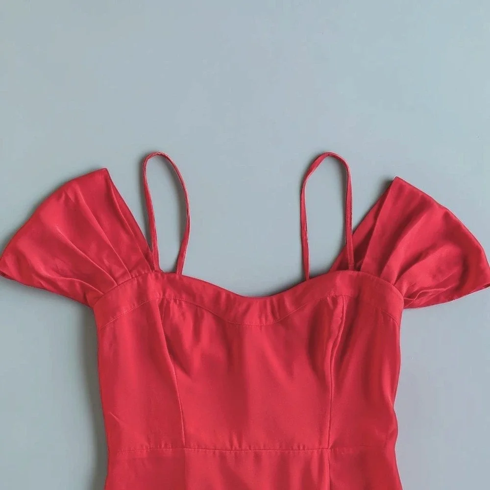 Abercrombie Camille Off Shoulder Corset Style Sweetheart Midi Dress Coral Sz S P